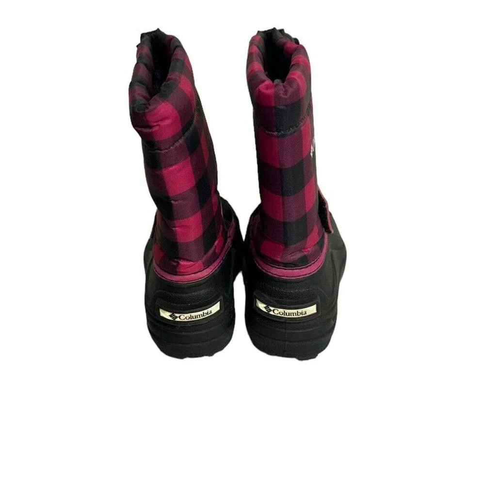 Columbia Powderbug Kids Size 7 Red & Black Plaid Waterproof Snow Boot‎